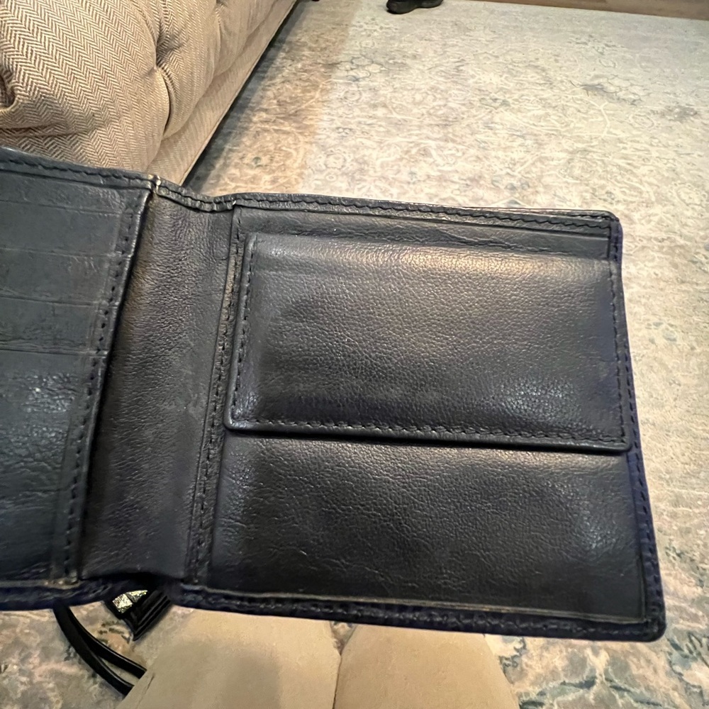 Blue Leather Wallet with Gold Accent - Picture 8 of 13